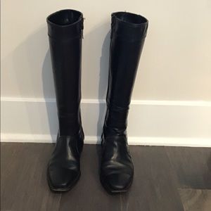 Talbots Gillian Black Leather Tall Boot Size 6W